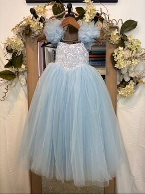 Dollcake Elsa dress Light Blue Tulle Party Dress with Embroidered Bodice